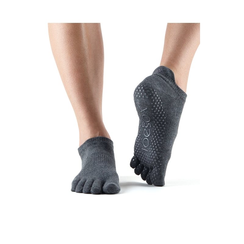 Pirštuotos neslystančios kojinės, Lowrise, Charcoal/ ToeSox